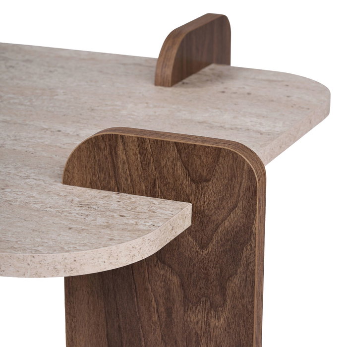 Nordure Mesa de Café Renard Travertino y Venezia Walnut